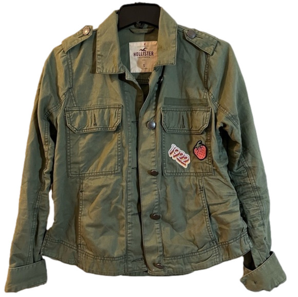 Hollister Jackets & Blazers - hollister Olive Military Patch Shirt Jacket Small